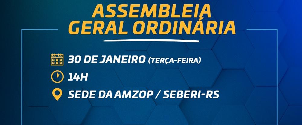 Última assembleia da atual gestão acontece na sede da AMZOP, em Seberi, nesta terça-feira, 30 de janeiro
